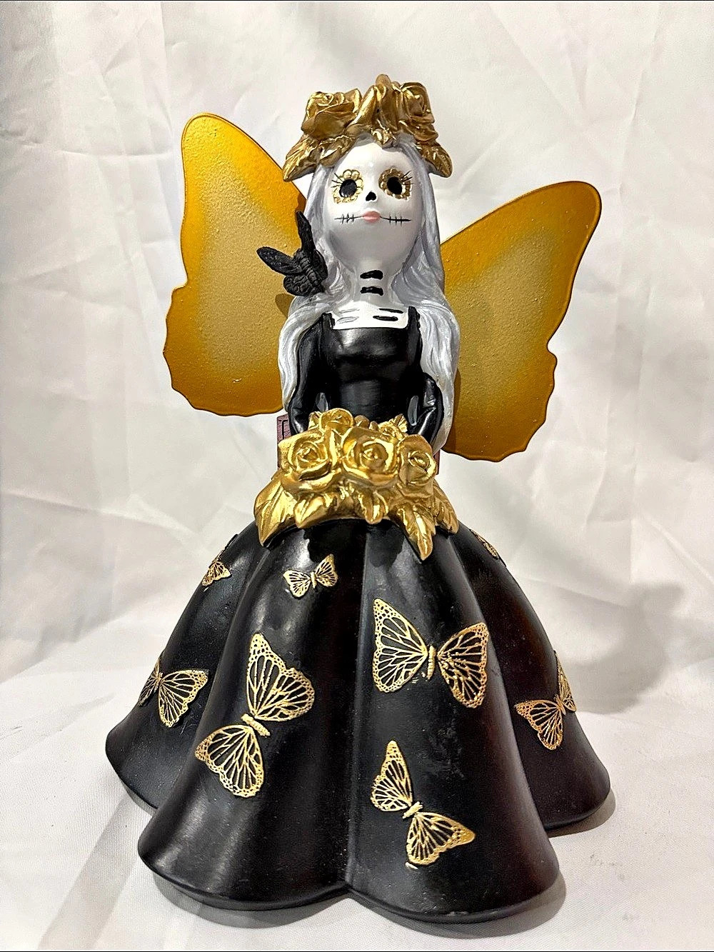 Bella Lux Skeleton Fairy Bride Gold Butterfly Halloween Figurine NWT